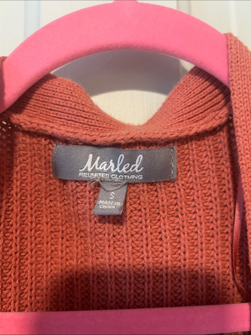 Open-Front Ruffle Shoulder Cardigan Sweater - Rust - Picture 2 of 4